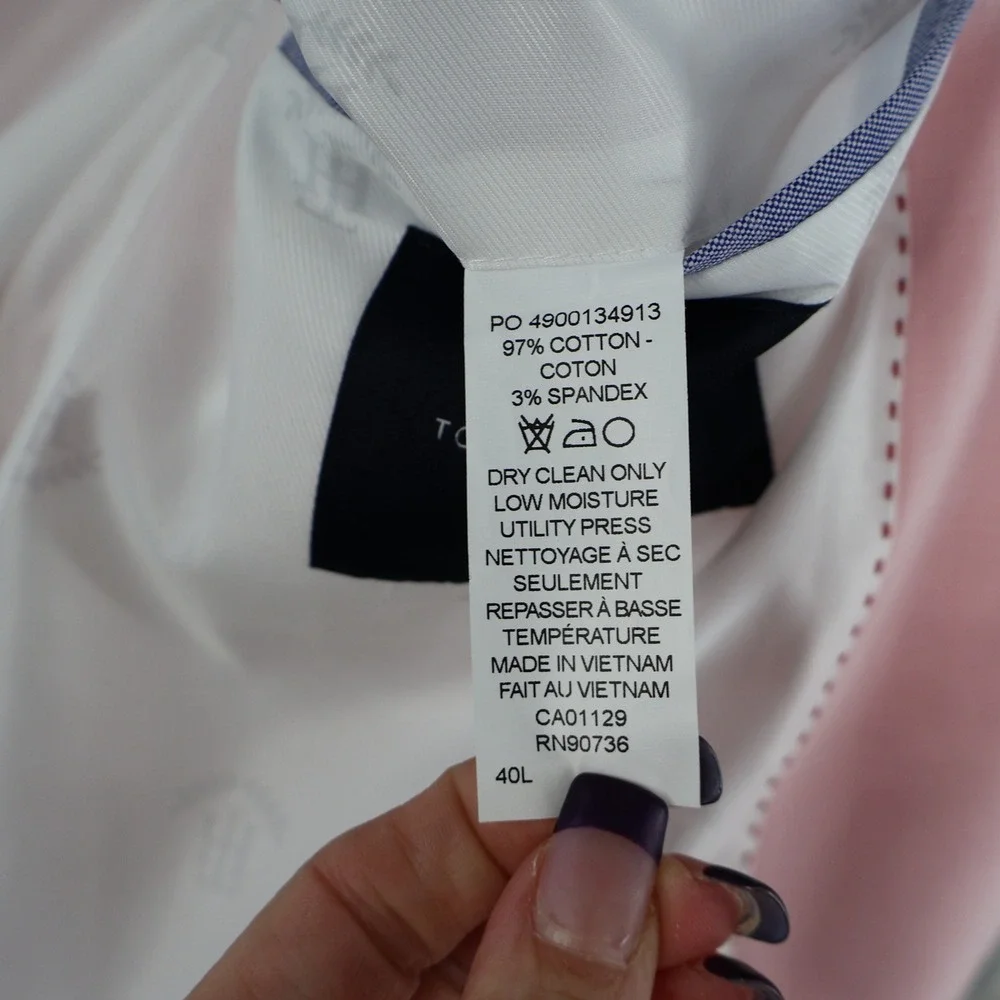 Tommy Hilfiger Modern Fit Flex Blazer Men 40L Pink Preppy 90s Formal Coastal NWT